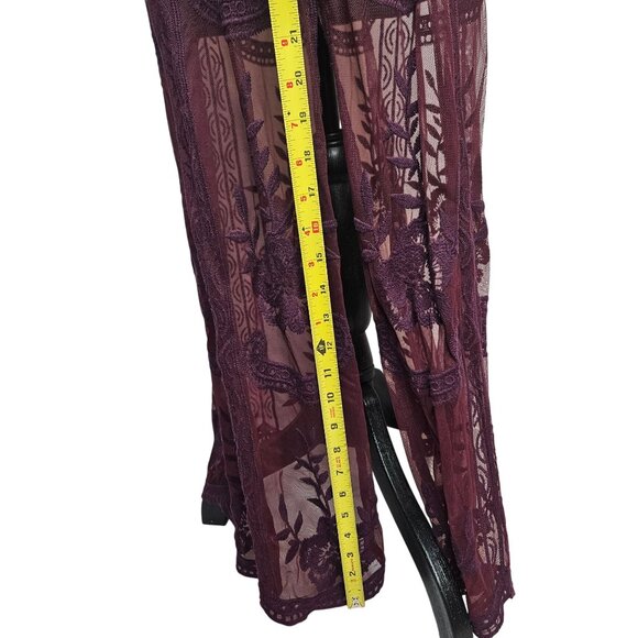Lace Boho Maxi Dress Whimsigoth Fairy Holiday Christmas Burgundy Red Small - Picture 11 of 14